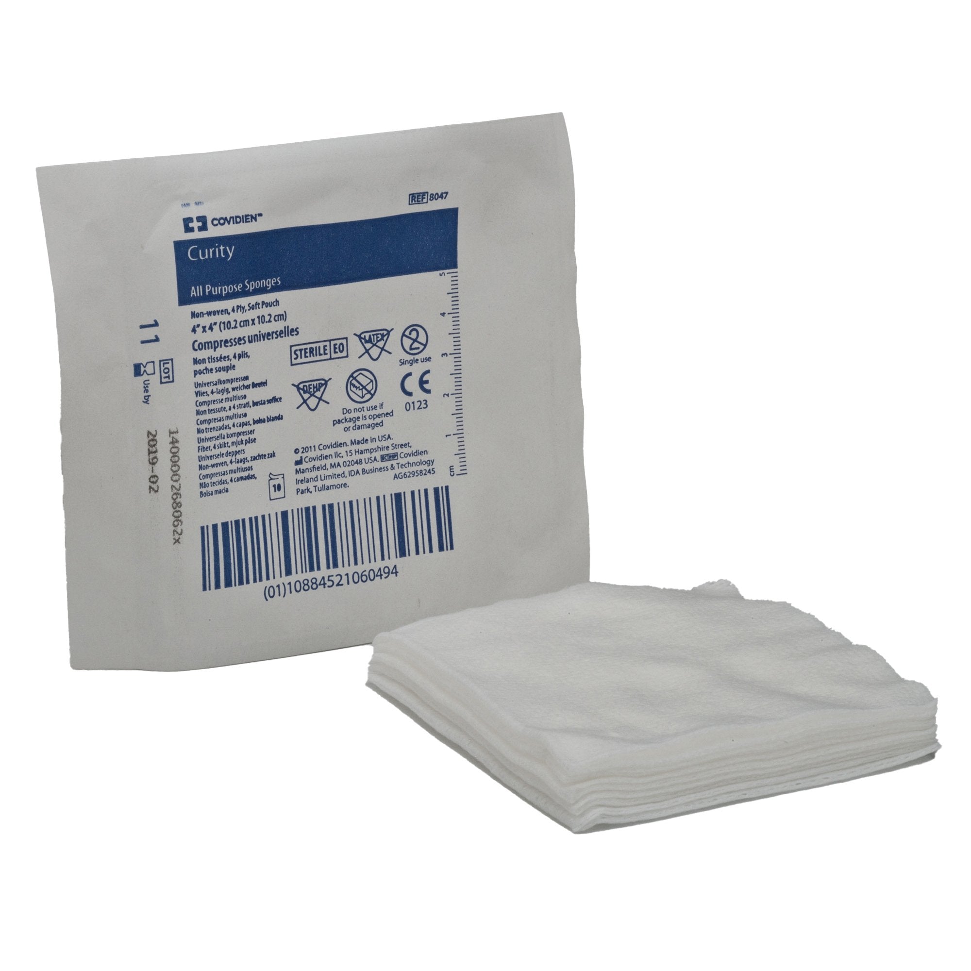 Curity Sterile Nonwoven Sponge, 4 x 4 Inch, 4-Ply-Nonwoven Sponge Curity 4 X 4 Inch 4-Ply Sterile 10 per Pouch