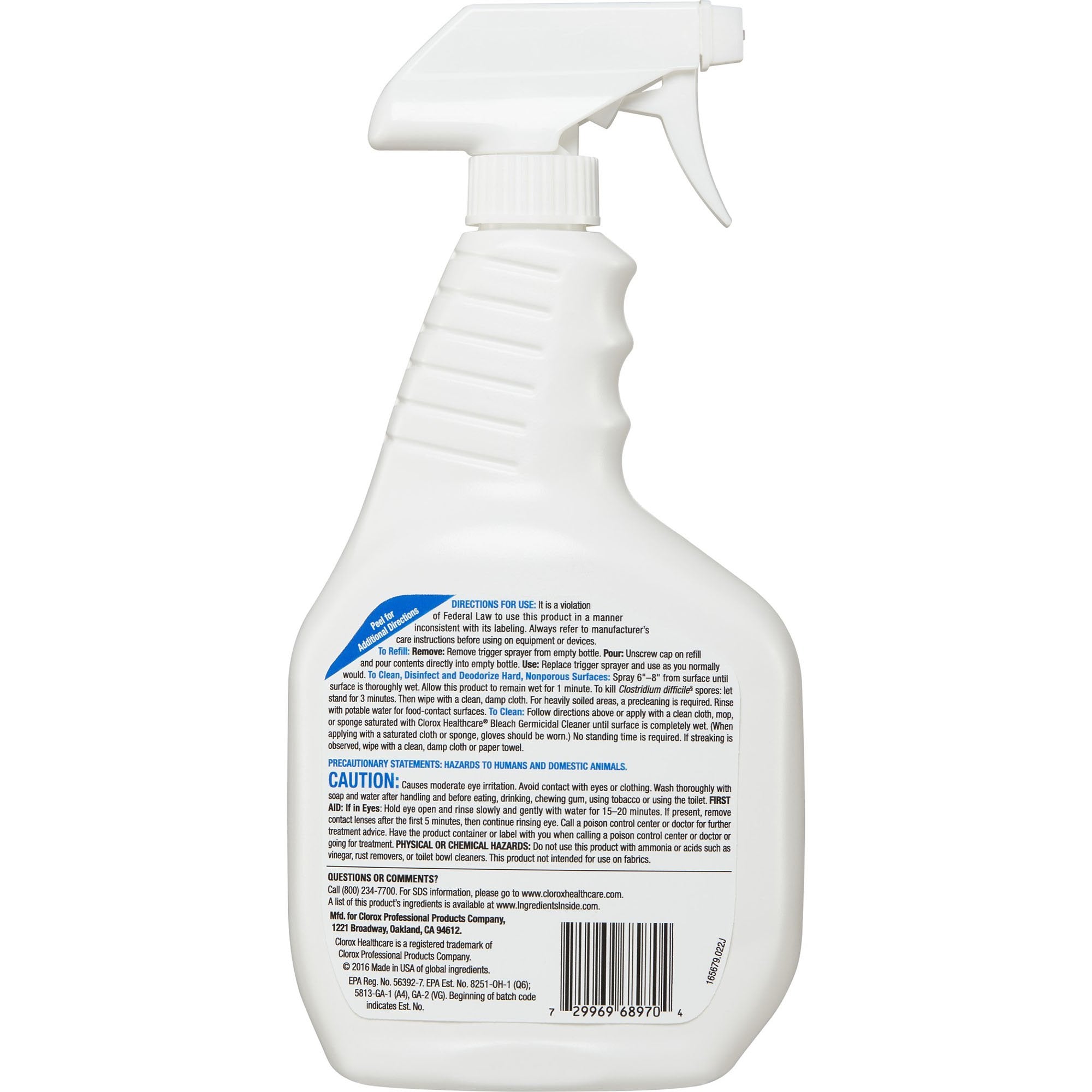 Clorox Healthcare® Bleach Germicidal Cleaner, Spray Bottle, 32 oz. - Housekeeping>Cleaners and Disinfectants - The Clorox...