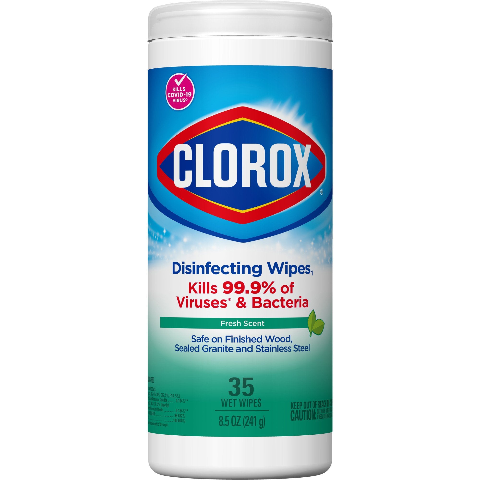 Clorox Disinfecting Wipes, Fresh Scent, 35 ct.-Clorox Surface Disinfectant Cleaner Premoistened Bleach Free Manual Pull Wipe 35 Count Canister Fresh Scent NonSterile