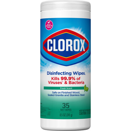 Clorox Disinfecting Wipes, Fresh Scent, 35 ct.-Clorox Surface Disinfectant Cleaner Premoistened Bleach Free Manual Pull Wipe 35 Count Canister Fresh Scent NonSterile