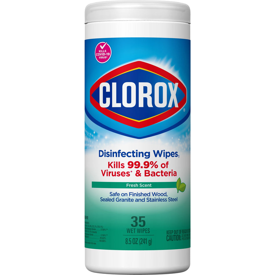 Clorox Disinfecting Wipes, Fresh Scent, 35 ct.-Clorox Surface Disinfectant Cleaner Premoistened Bleach Free Manual Pull Wipe 35 Count Canister Fresh Scent NonSterile