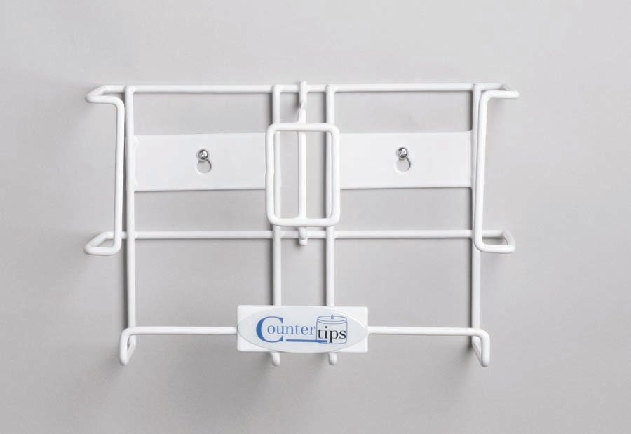 Countertips Glove Box Holder-Glove Box Holder Countertips Horizontal or Vertical Mounted 2-Box Capacity White 7-1/2 X 11-3/4 Inch Coated Wire