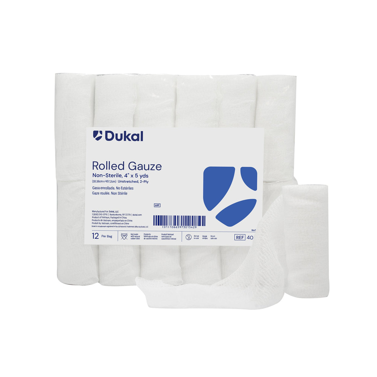 Dukal Conforming Bandage, 4 Inch x 5 Yard, 2-Ply-Conforming Bandage Dukal 4 Inch X 5 Yard 2-Ply NonSterile 12 per Pack