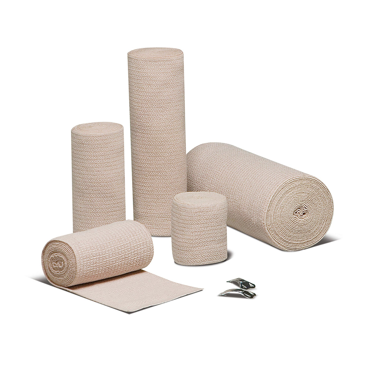 REB LF Clip Detached Closure Elastic Bandage, 4 Inch x 5 Yard-Elastic Bandage REB LF 4 Inch X 5 Yard Clip Detached Closure Tan NonSterile Standard Compression