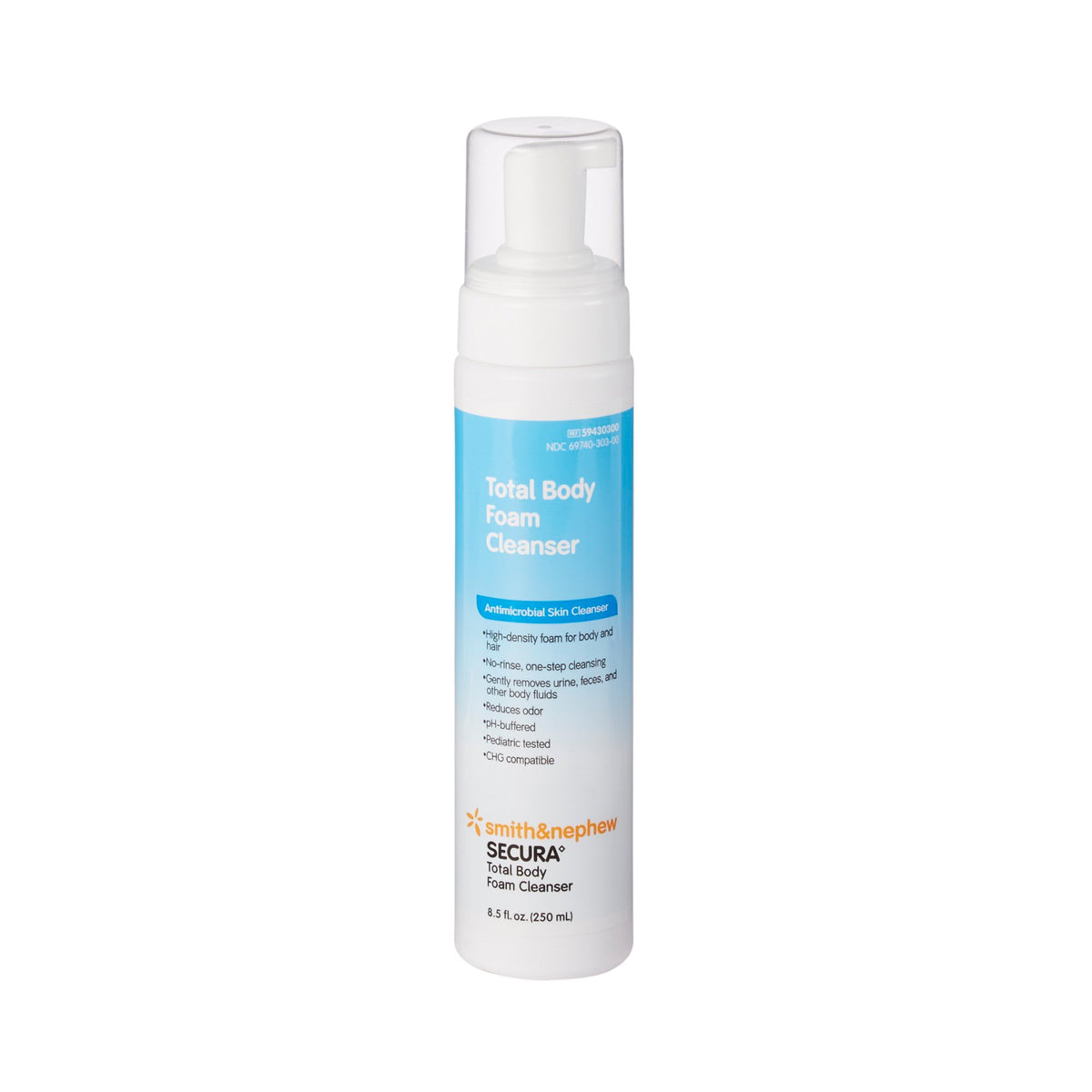 Secura Rinse-Free Foaming Body Wash, Antimicrobial, Scented, 8.5-ounce Pump Bottle-Rinse-Free Antimicrobial Body Wash Secura Total Body Foaming 8.5 oz. Pump Bottle Scented