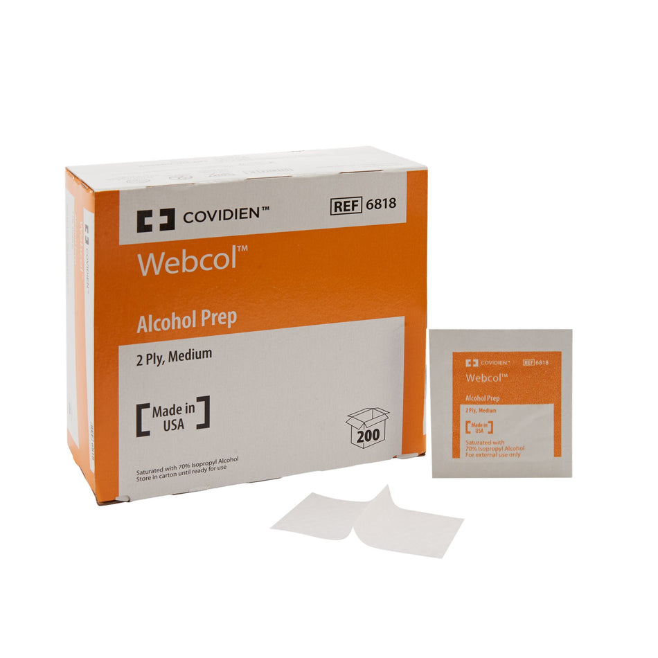 Webcol™ Alcohol Prep Pad, 1 x 1.25 Inch, Individual Packets - Personal Hygiene>Skin Care>Prep Pads and Swabsticks - Cardinal