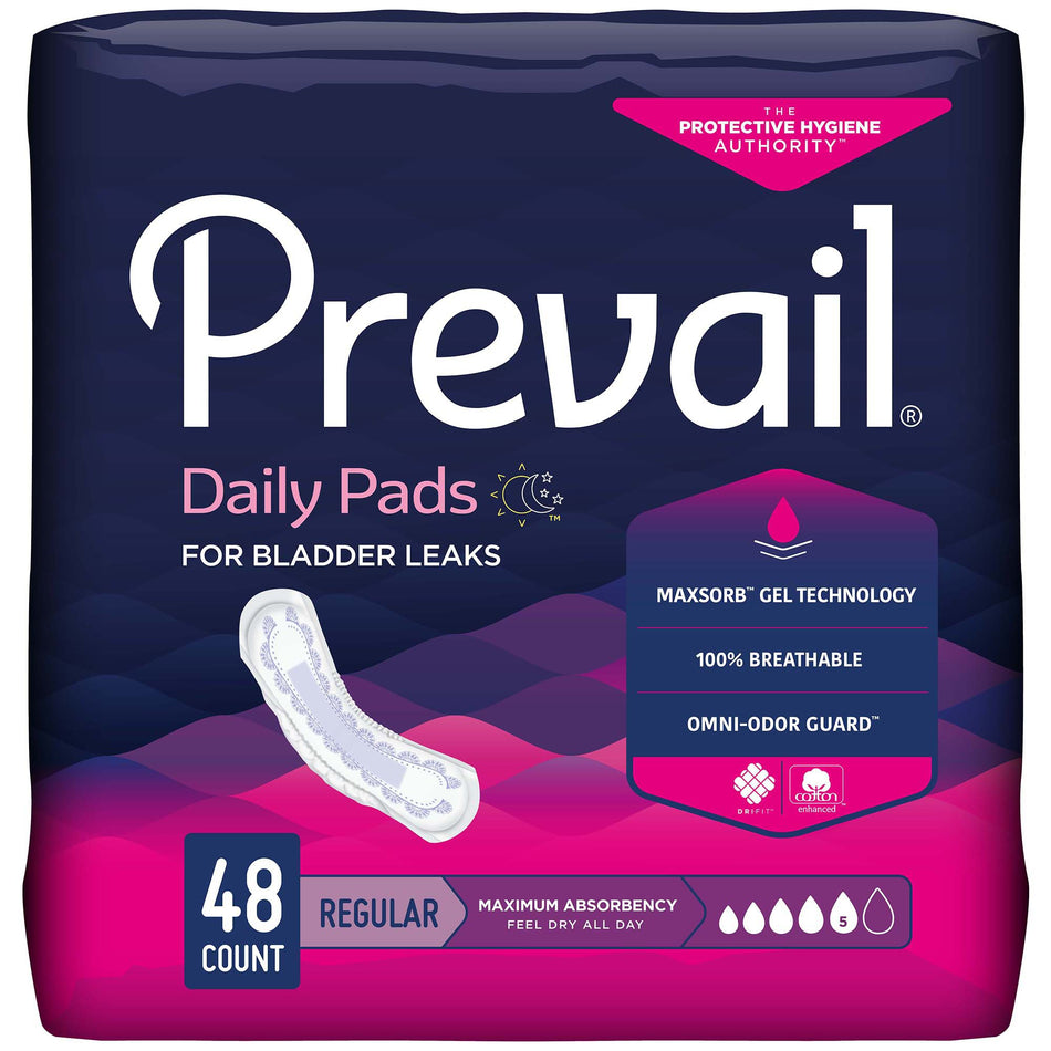Prevail Daily Pads Maximum Bladder Control Pad, 11-Inch Length-Bladder Control Pad Prevail Daily Pads 11 Inch Length Heavy Absorbency Polymer Core One Size Fits Most