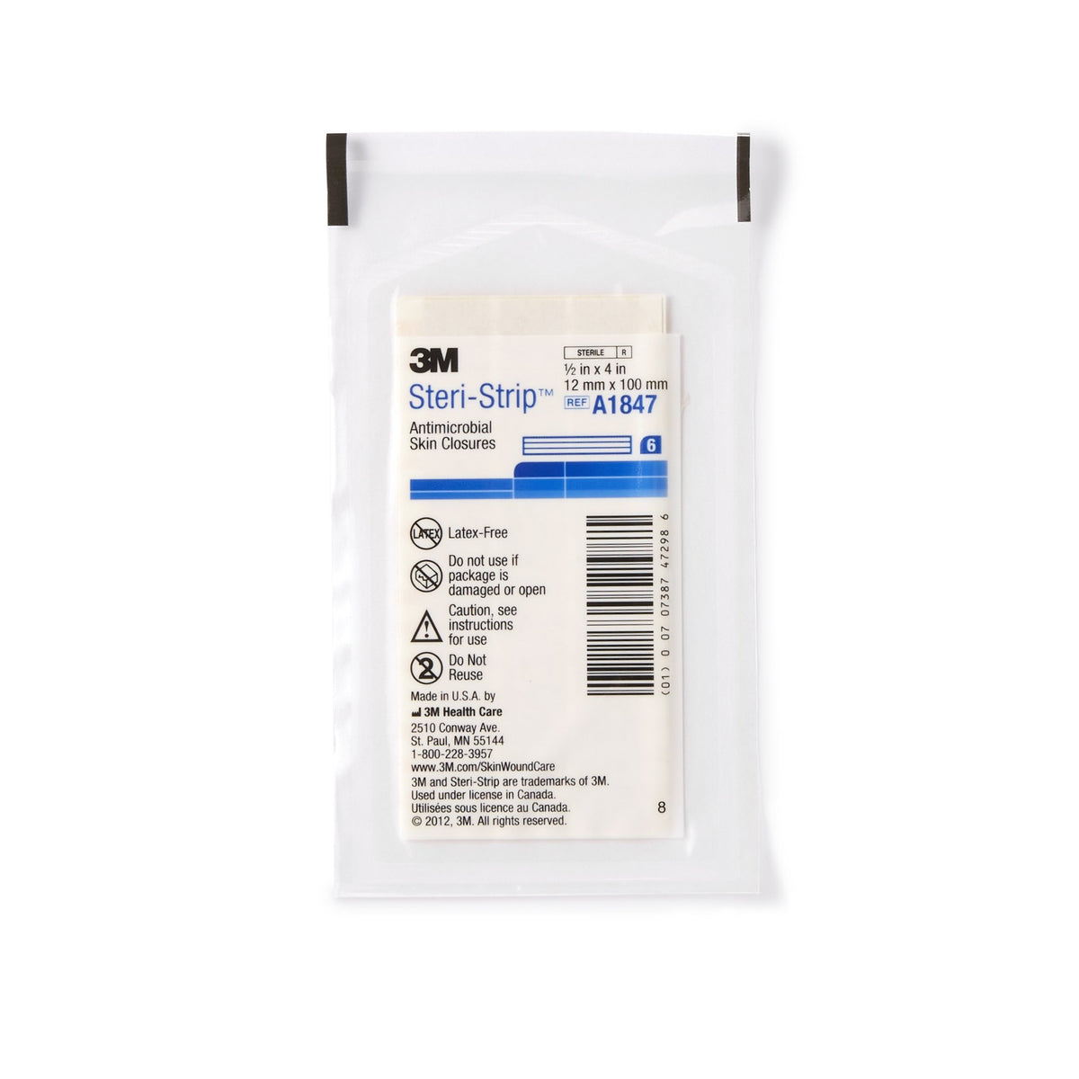 3M Steri-Strip Antimicrobial Skin Closure Strip-Antimicrobial Skin Closure Strip Steri-Strip Antimicrobial 1/2 X 4 Inch Nonwoven Material Reinforced Strip Tan