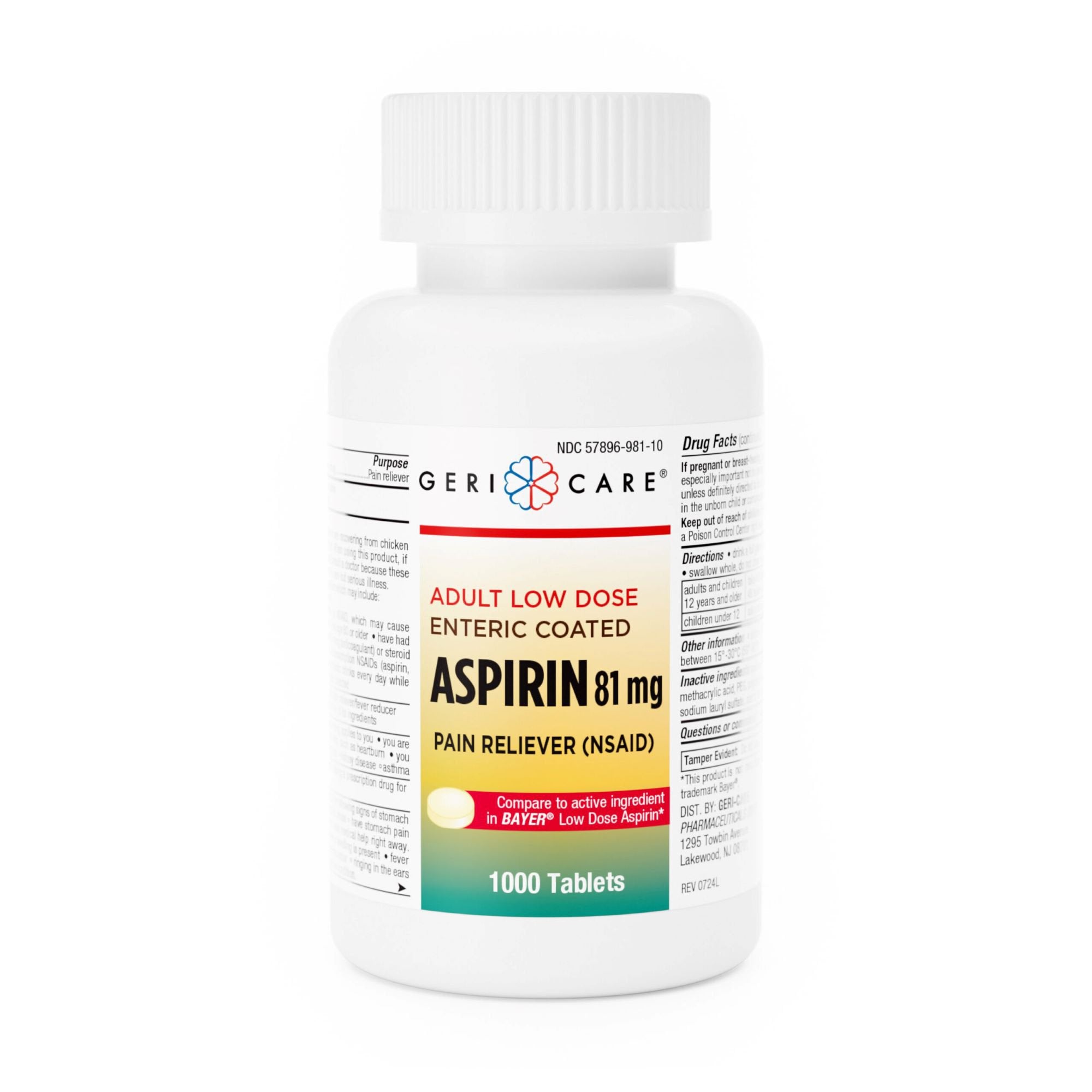 Geri-Care Low Dose Aspirin - Pharmaceuticals>Over the Counter>Pain Relief - Geri-Care