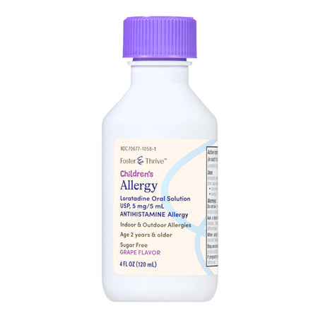 Foster & Thrive Children's Allergy Loratadine Oral Solution USP, 5 mg/5 mL Grape-Children's Allergy Relief Foster & Thrive 5 mg / 5 mL Strength Syrup 4 oz.