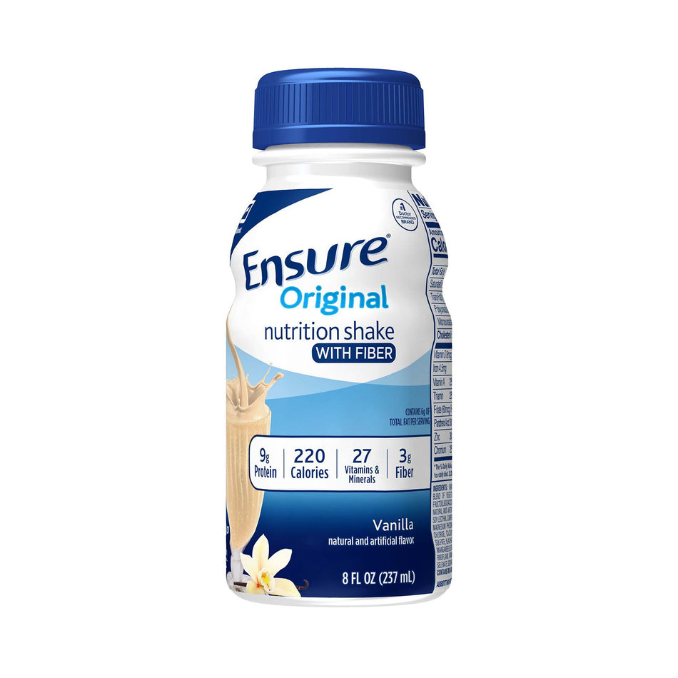 Ensure Original Nutrition Shake with Fiber, Vanilla, 8-ounce bottle-Oral Supplement Ensure Original Fiber Vanilla Flavor Liquid 8 oz. Bottle