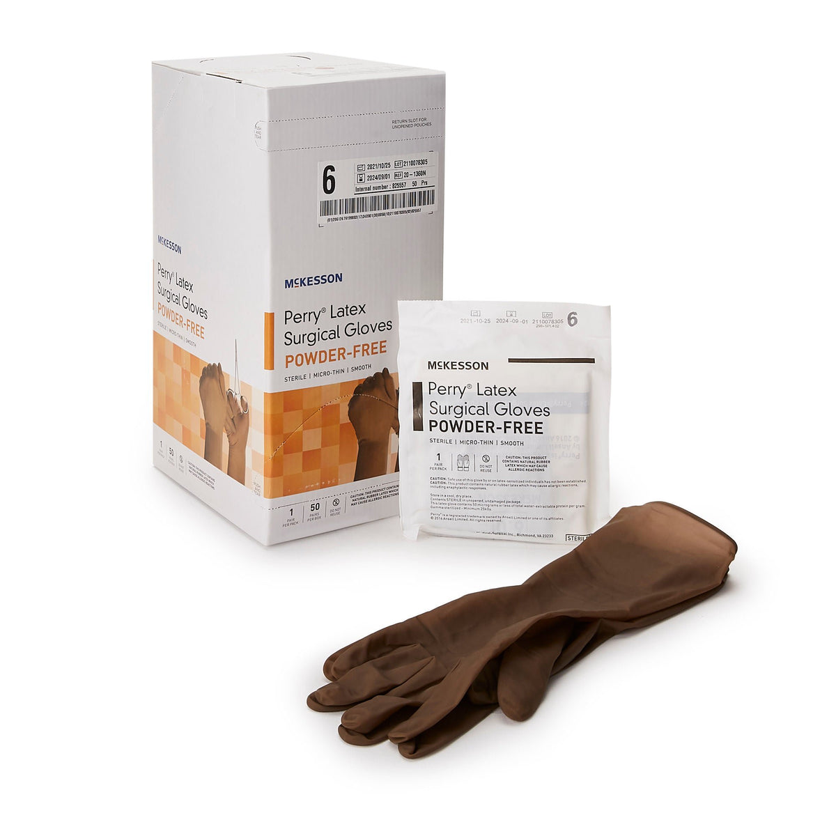 McKesson Perry® Latex Surgical Glove, Size 6, Brown - Gloves>Surgical Gloves - McKesson Brand