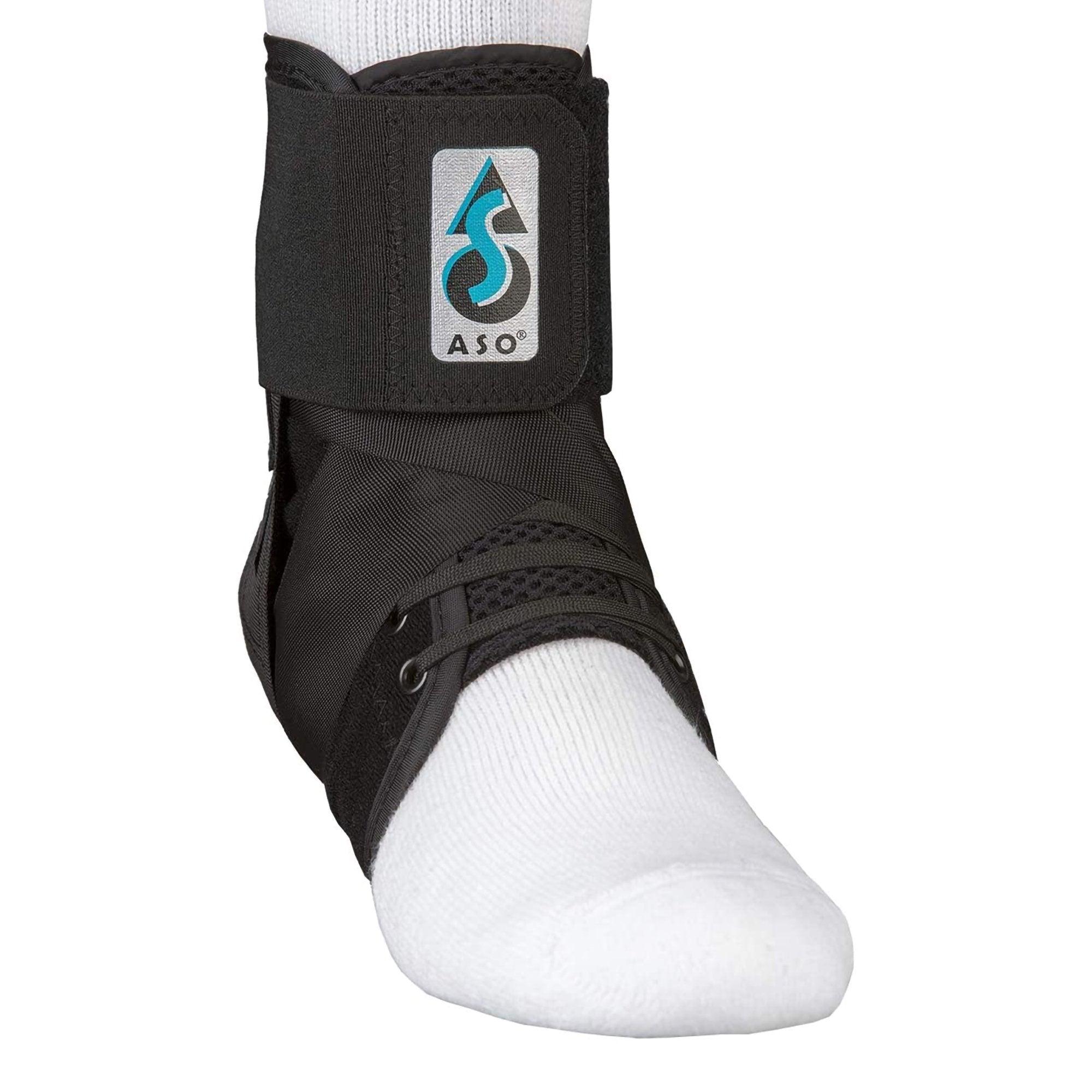 ASO Low Profile Ankle Support, Small-Ankle Support ASO Small Lace-Up / Hook and Loop Strap Closure Foot