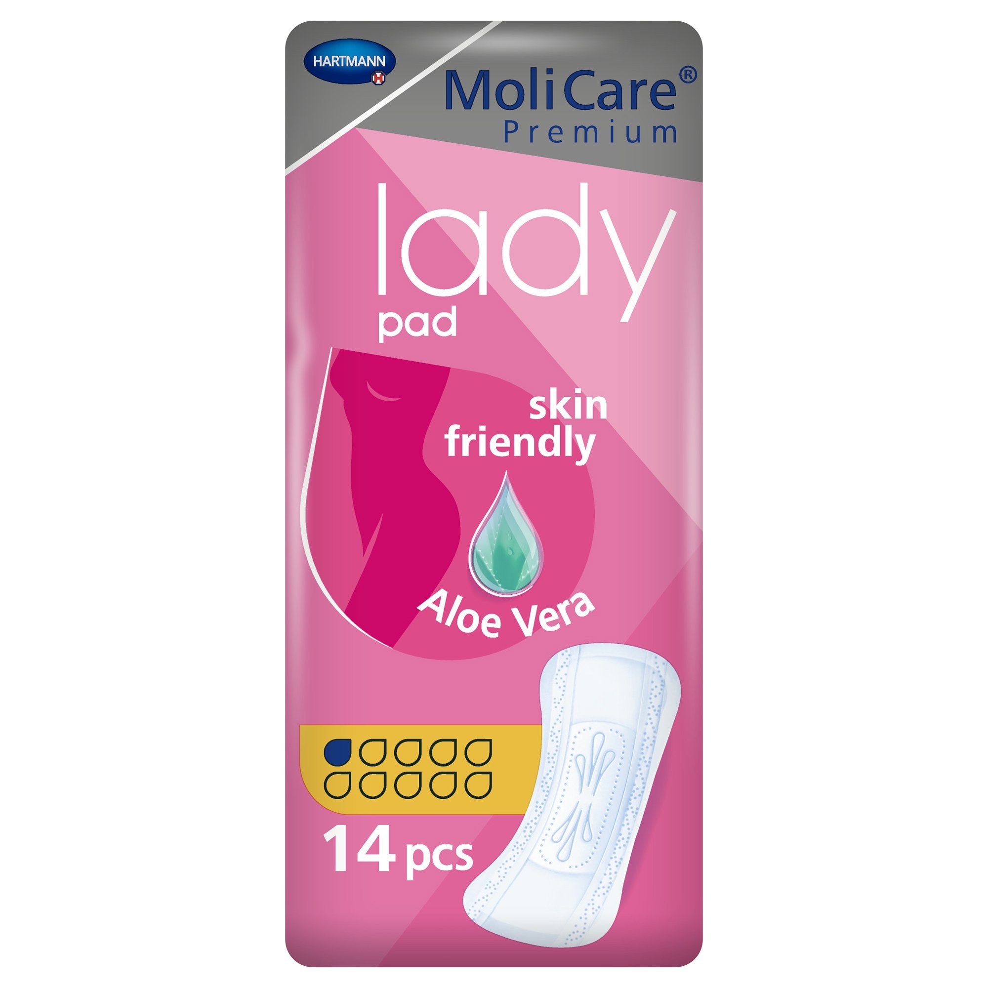 MoliCare Premium Lady 1 Drop Absorbency Bladder Control Pads-Bladder Control Pad MoliCare Premium Lady Pads 3 X 8-1/2 Inch Light Absorbency Polymer Core One Size Fits Most