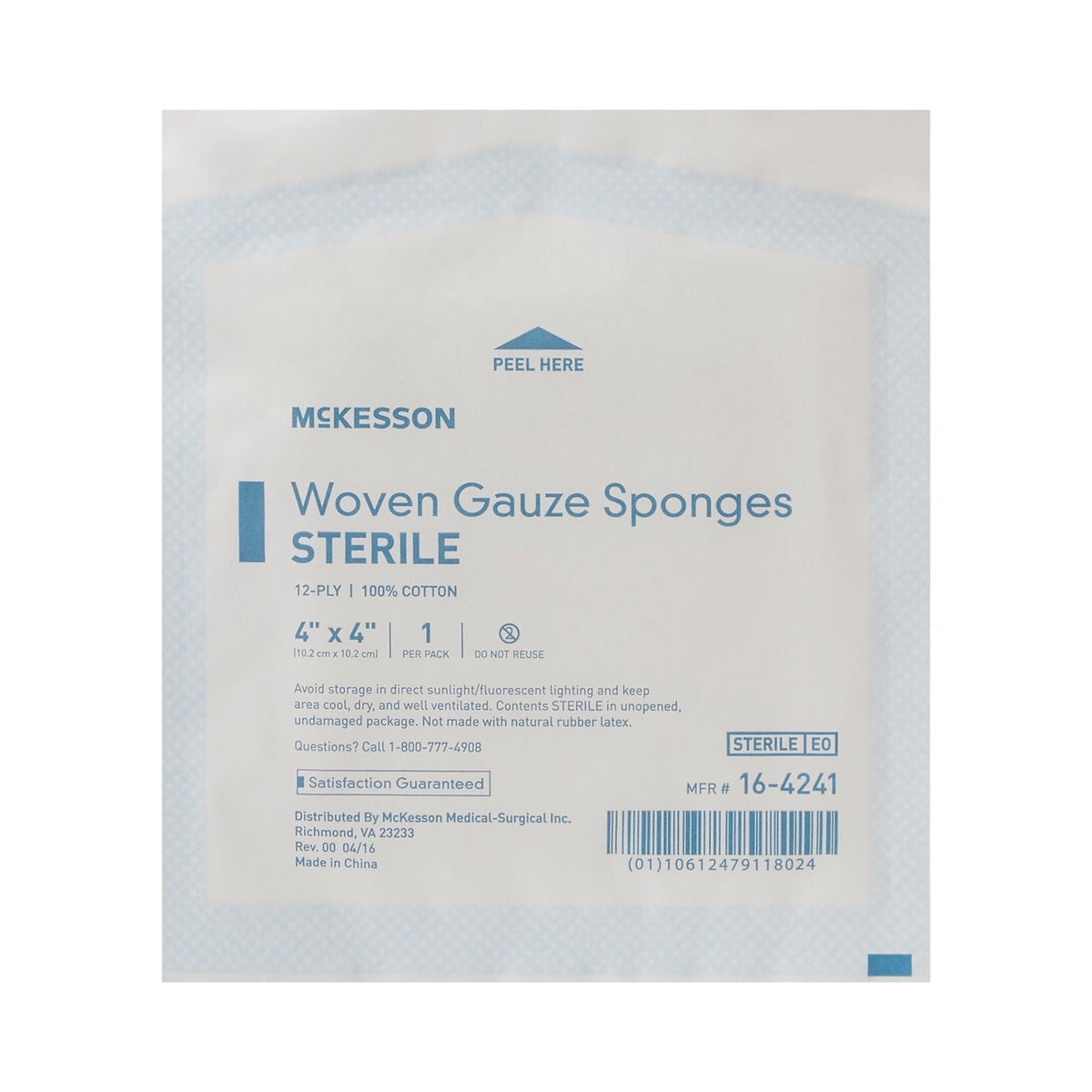 McKesson Sterile Gauze Sponge, 4 x 4 Inch, 12-Ply - Wound Care>General Wound Care>General Purpose Dressings>Gauze Dressing...