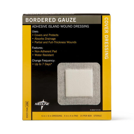 Medline White Island Dressing, 6 x 6 Inch-Island Dressing Medline 6 X 6 Inch Square Sterile Water Resistant Nonwoven Backing
