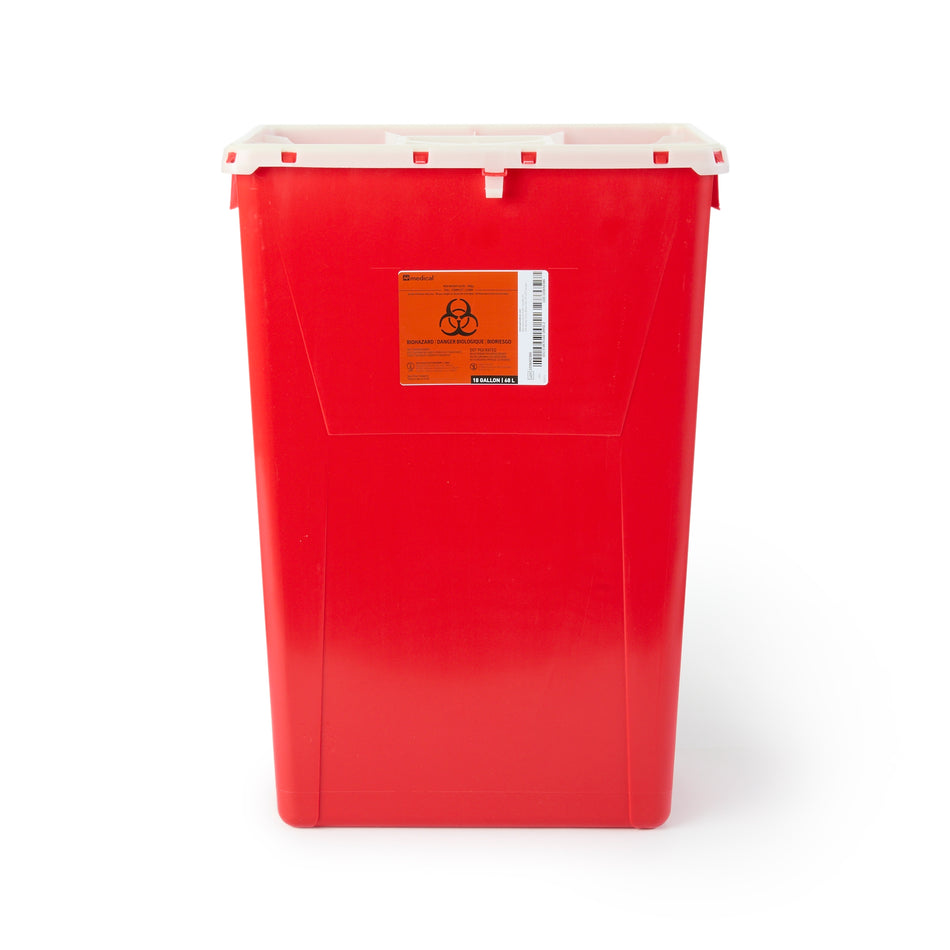 AP Medical Sharps Container, 18 Gallon, 17.3 x 13 x 24.8 Inch-Sharps Container AP Line Red Base 13 L X 17-3/10 W X 24-4/5 H Inch Vertical Entry 18 Gallon