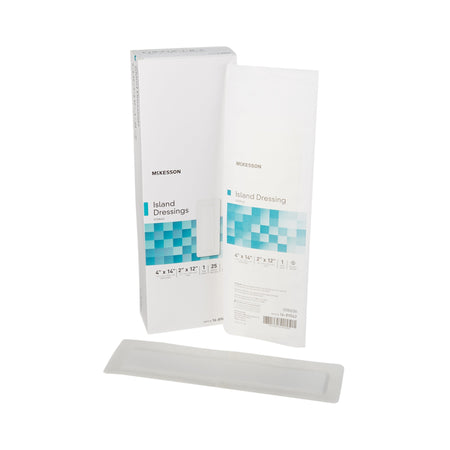 McKesson White Adhesive Dressing, 4 x 14 Inch-Island Dressing McKesson 4 X 14 Inch Rectangle Sterile