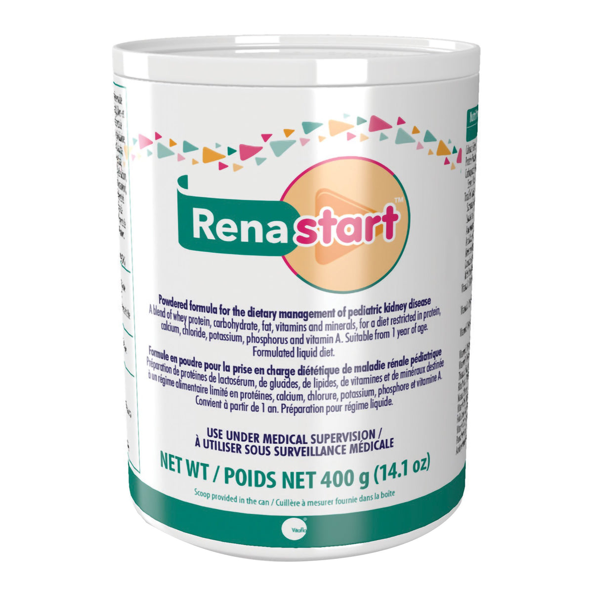 Renastart Powdered Formula for the Dietary Management of Pediatric Kidney Disease, 400-gram can-Pediatric Oral Supplement Renastart Unflavored 400 Gram Can Powder Protein Kidney Disease