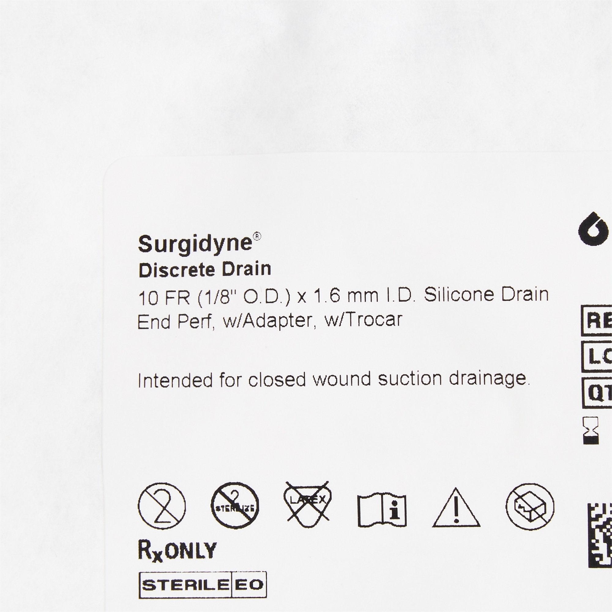 McKesson Wound Drain with Trocar, 10 Fr., 12-Inch Length-Wound Drain Tube McKesson Brand Silicone 10 Fr. Size Sterile