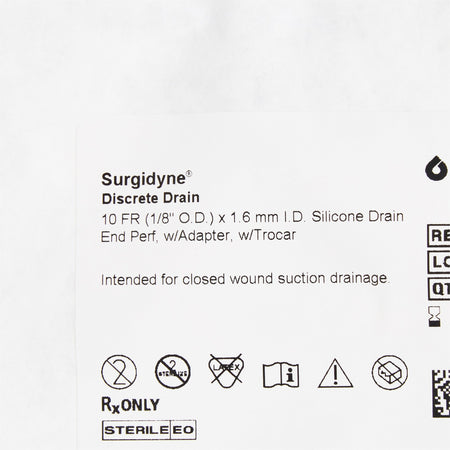 McKesson Wound Drain with Trocar, 10 Fr., 12-Inch Length-Wound Drain Tube McKesson Brand Silicone 10 Fr. Size Sterile