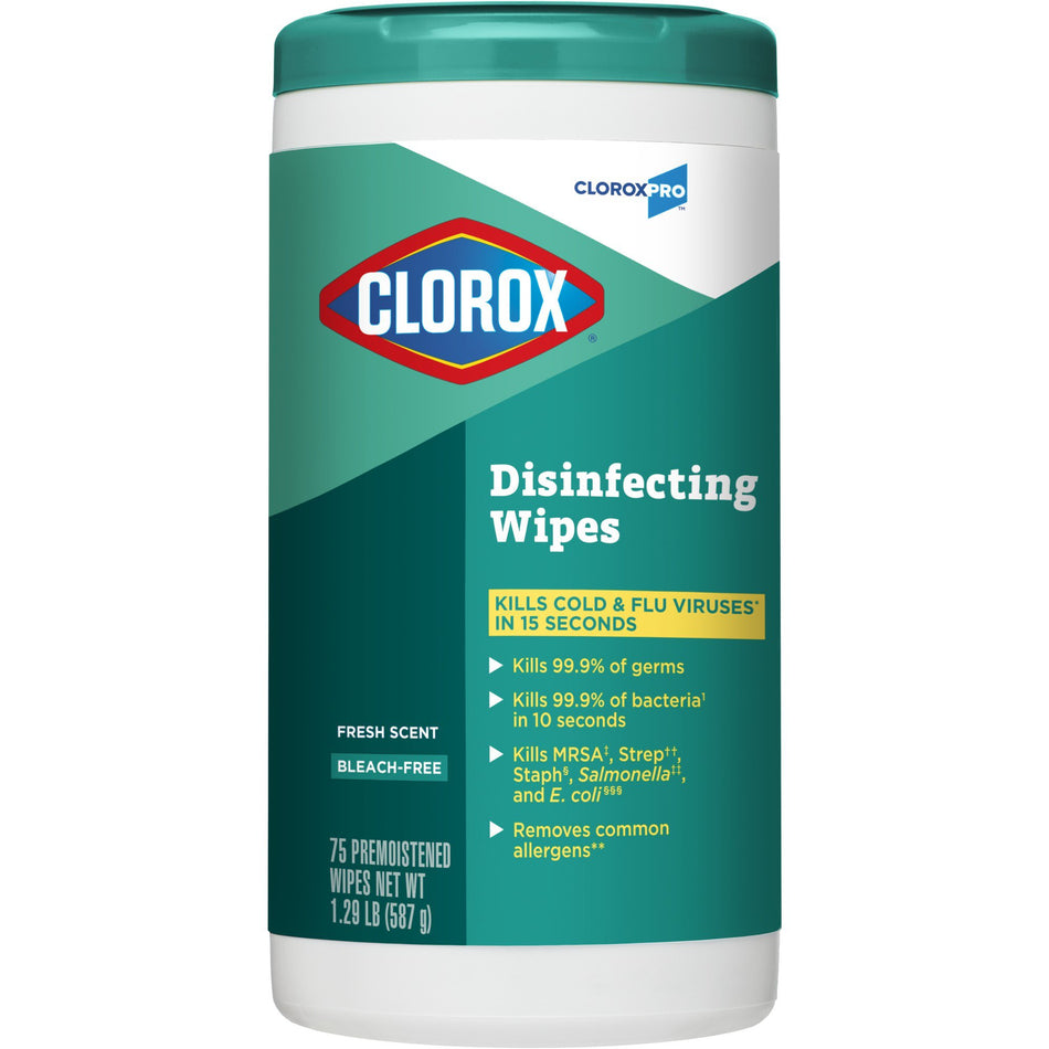 Clorox Pro Clorox Disinfecting Wipes, Fresh Scent, 75 ct.-CloroxPro Clorox Surface Disinfectant Premoistened Manual Pull Wipe 75 Count Canister Fresh Scent NonSterile