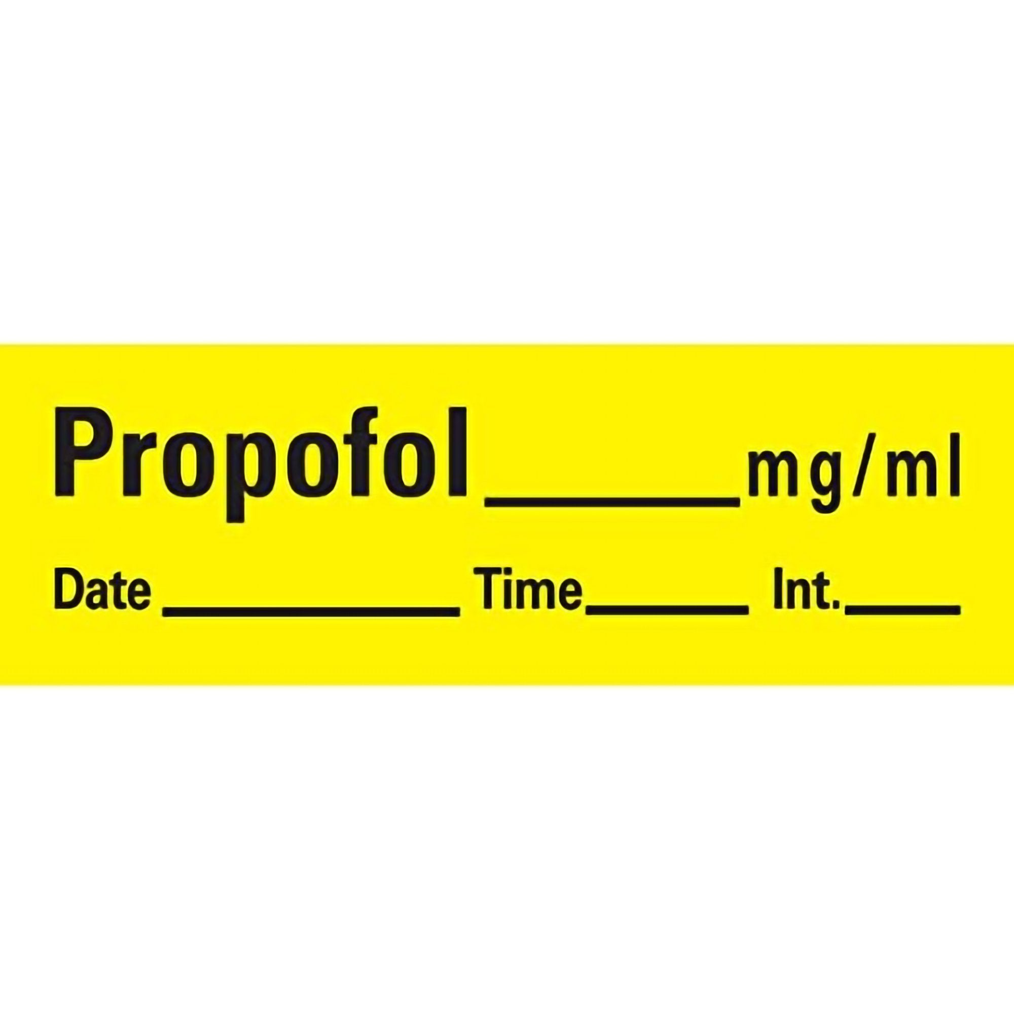 Barkley Drug Label, Propofol_mg/mL Date_Time_Int_-Drug Label Barkley Anesthesia Label Tape Propofol_mg/mL Date_Time_Int_ Yellow 1/2 X 1-1/2 Inch