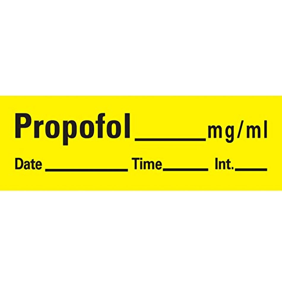 Barkley Drug Label, Propofol_mg/mL Date_Time_Int_-Drug Label Barkley Anesthesia Label Tape Propofol_mg/mL Date_Time_Int_ Yellow 1/2 X 1-1/2 Inch