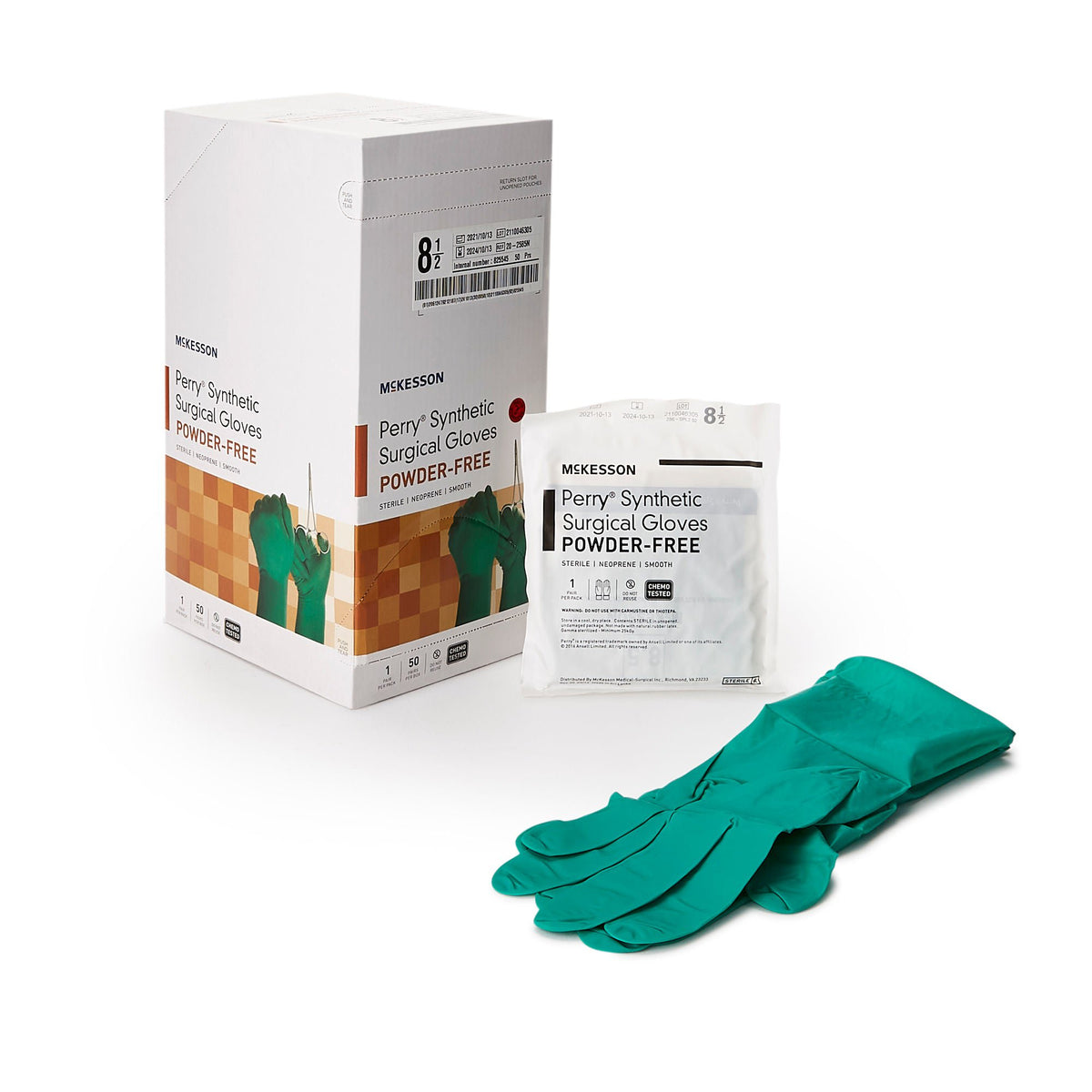 McKesson Perry® Performance Plus Polychloroprene Surgical Glove, Size 8.5, Green - Gloves>Surgical Gloves - McKesson Brand
