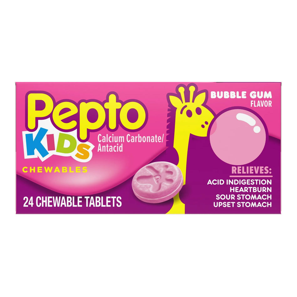 Pepto Kids Chewable Tablets Bubble Gum Flavor-Antacid Children's Pepto 400 mg Strength Chewable Tablet 24 per Box