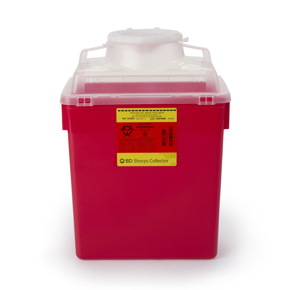 BD Multi-purpose Sharps Container-Sharps Container BD� Red Base 17-1/2 X 12-4/5 X 8-4/5 Inch Vertical Entry 6 Gallon