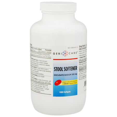 Geri-Care Docusate Sodium Stool Softener-"Stool Softener Geri-Care Softgel 1,000 per Bottle 100 mg Strength Docusate Sodium"