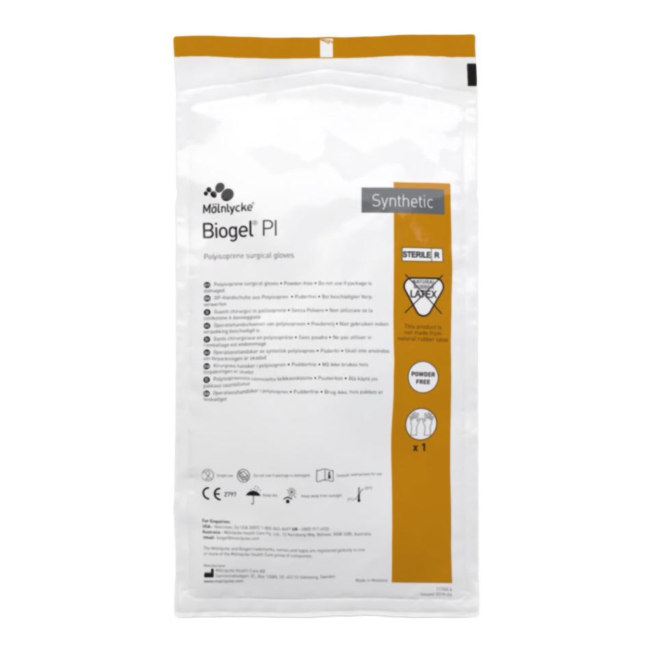 Biogel PI Polyisoprene Surgical Glove, Size 7, Straw Color-Surgical Glove Biogel PI Size 7 Sterile Polyisoprene Standard Cuff Length Micro-Textured Ivory Chemo Tested