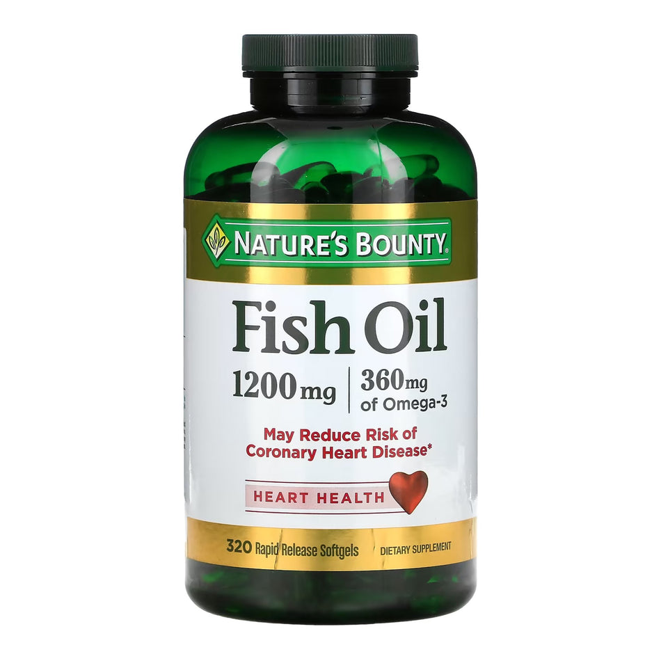 Nature's Bounty Fish Oil 1200 mg Dietary Supplement Softgels-"Omega 3 Supplement Nature's Bounty Fish Oil 1,200 mg Strength Softgel 320 per Bottle"