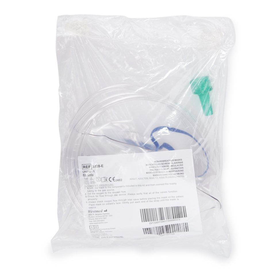 McKesson NonRebreather Oxygen Mask-NonRebreather Oxygen Mask McKesson Elongated Style Adult One Size Fits Most Adjustable Head Strap