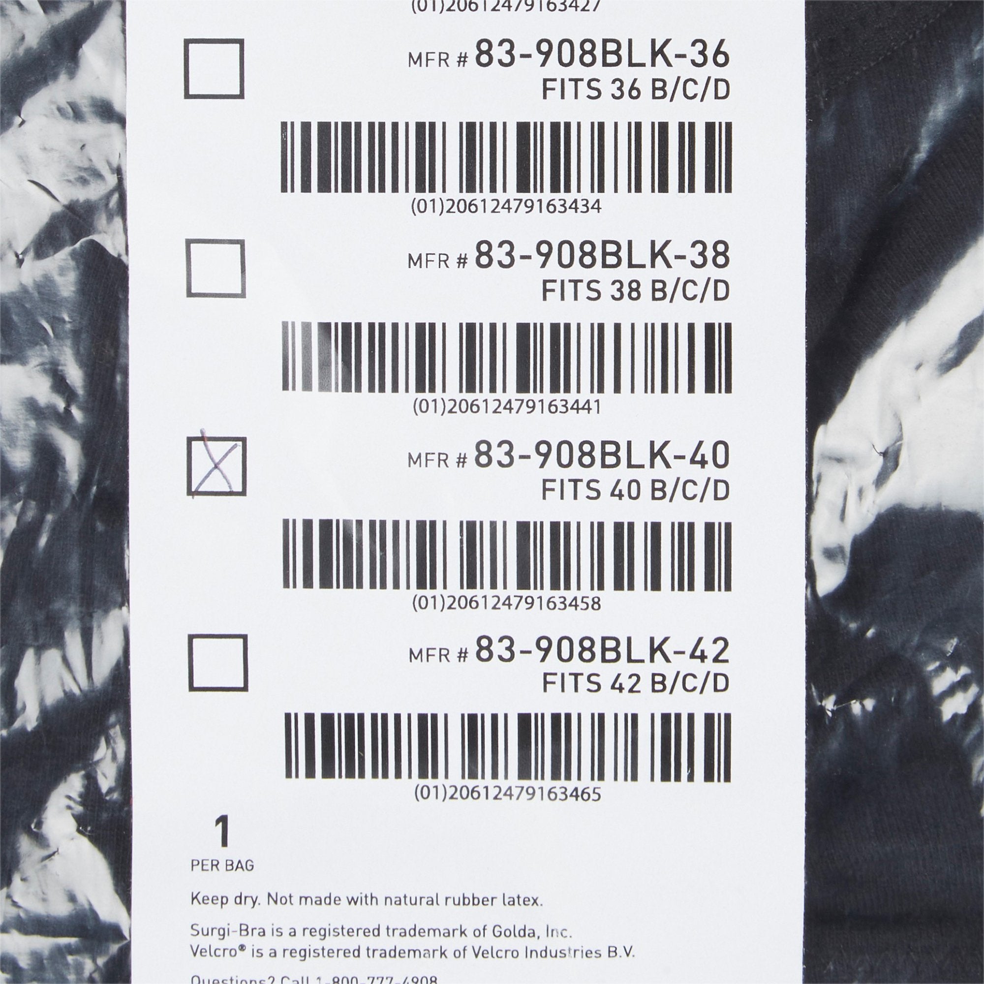 McKesson Surgi-Bra II, 40 Inch, Black-Post-Surgical Bra McKesson Black 40 Inch