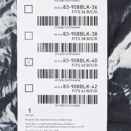 McKesson Surgi-Bra II, 40 Inch, Black-Post-Surgical Bra McKesson Black 40 Inch