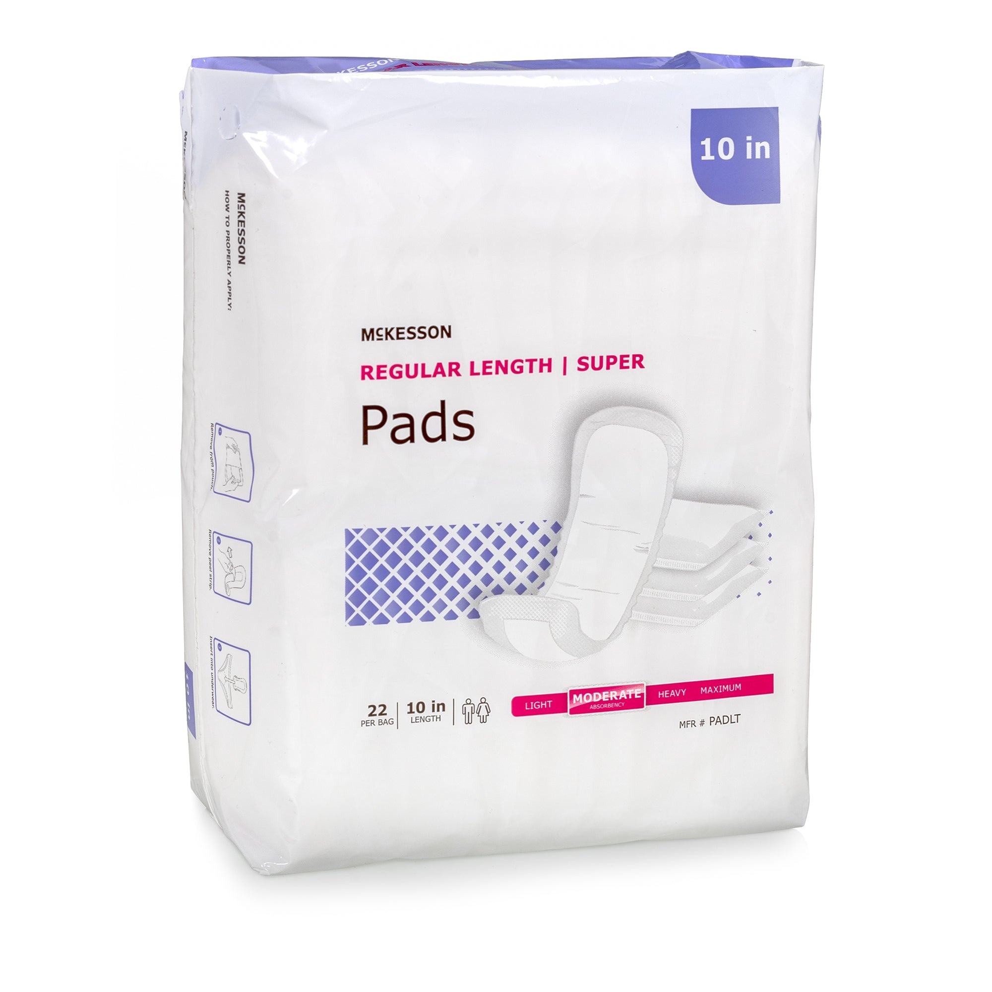 McKesson Super Moderate Absorbency Bladder Control Pad, 10-Inch Length-Bladder Control Pad McKesson Super 10 Inch Length Moderate Absorbency Polymer Core One Size Fits Most