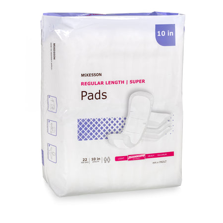 McKesson Super Moderate Absorbency Bladder Control Pad, 10-Inch Length-Bladder Control Pad McKesson Super 10 Inch Length Moderate Absorbency Polymer Core One Size Fits Most