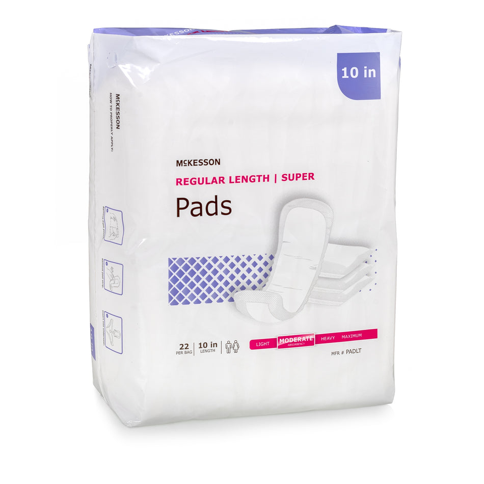 McKesson Super Moderate Absorbency Bladder Control Pad, 10-Inch Length-Bladder Control Pad McKesson Super 10 Inch Length Moderate Absorbency Polymer Core One Size Fits Most