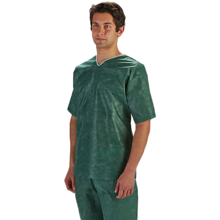 Barrier Extra Comfort Scrub Shirt, Green, X-Large-Scrub Shirt Barrier X-Large Green 3 Pockets Short Set-In Sleeve Unisex