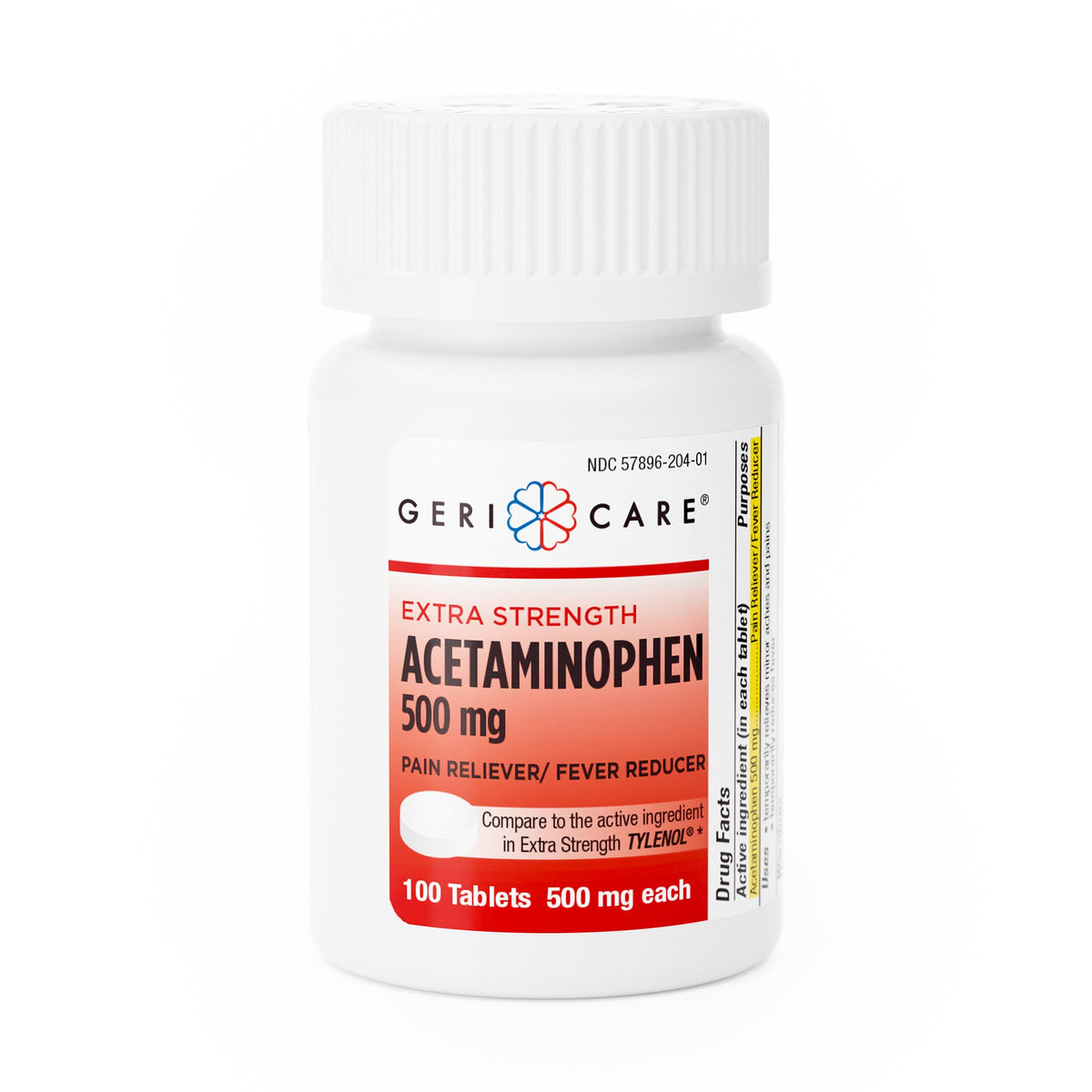 Geri-Care Acetaminophen Pain Relief-Pain Relief Geri-Care 500 mg Strength Acetaminophen Tablet 100 per Bottle