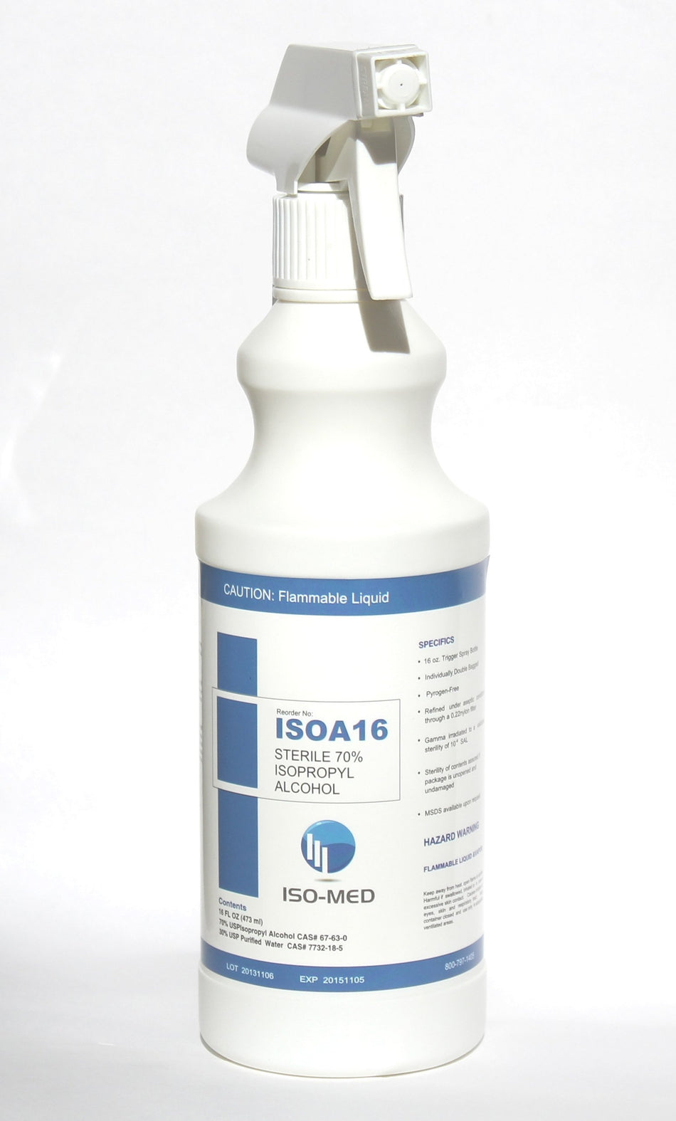 Iso-Med Surface Disinfectant Spray, 16 oz.-Iso-Med Surface Disinfectant Cleaner Alcohol Based Trigger Spray Liquid 16 oz. Bottle Alcohol Scent Sterile