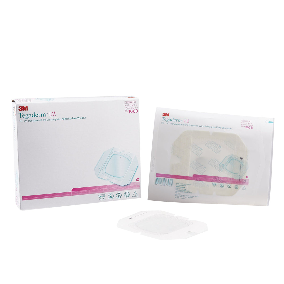 3M Tegaderm I.V. Transparent Film Dressing with Adhesive-Free Window, 4x 4 Inch-I.V. Dressing 3M Tegaderm Film 4-3/4 X 4-3/4 Inch Sterile