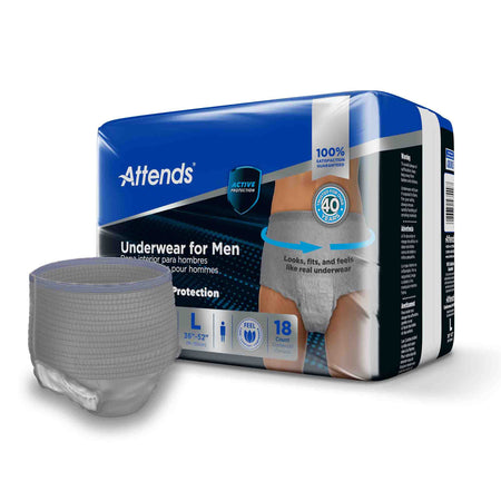 Attends® Discreet Men's Underwear, Level 5, Large - Incontinence>Adult Briefs and Protective Undergarments - Attends Healt...