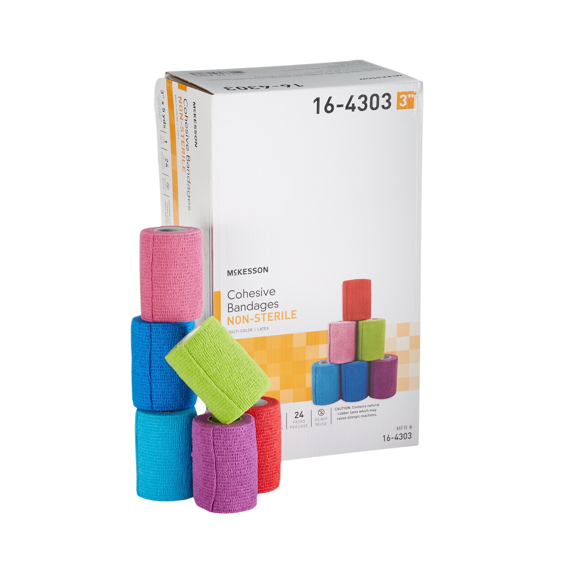 McKesson Self-adherent Closure Cohesive Bandage, 3 Inch x 5 Yard-Cohesive Bandage McKesson 3 Inch X 5 Yard Self-adherent Closure Purple / Pink / Green / Light Blue / Royal Blue / Red NonSterile Standard Compression