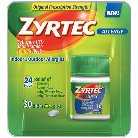 Zyrtec Cetirizine Allergy Relief-Allergy Relief Zyrtec 10 mg Strength Tablet 30 per Bottle