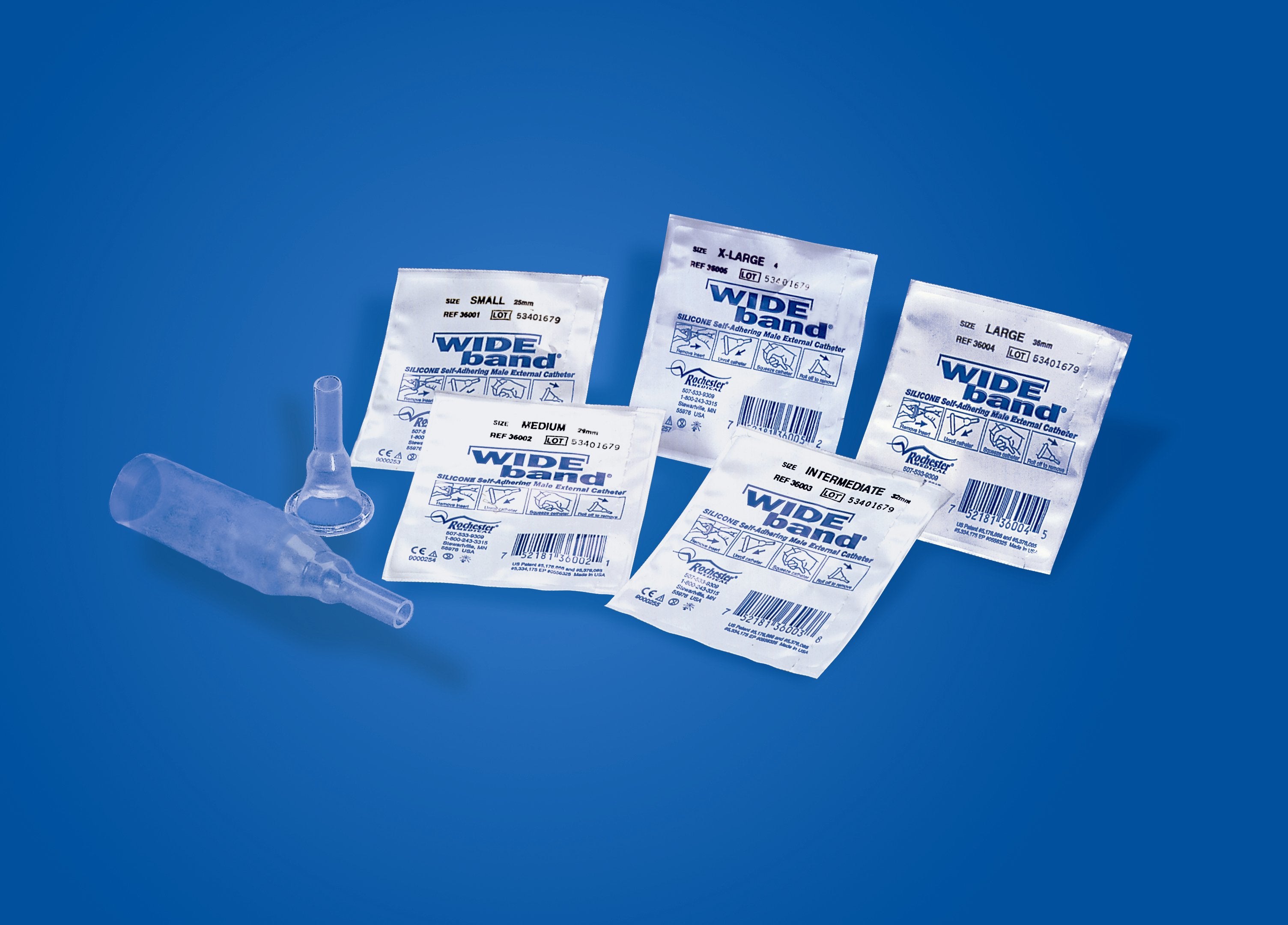 Bard Wide Band Male External Catheter, X-Large-Male External Catheter Wide Band Self-Adhesive Band Silicone X-Large