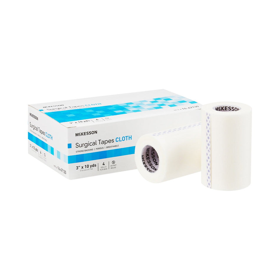 McKesson Silk-Like Cloth Medical Tape, 3 Inch x 10 Yard, White-Medical Tape McKesson White 3 Inch X 10 Yard Silk-Like Cloth NonSterile