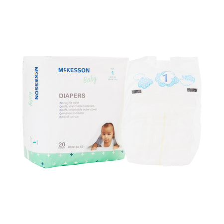 McKesson Baby Diapers, Size 1-Unisex Baby Diaper McKesson Size 1 Disposable Heavy Absorbency